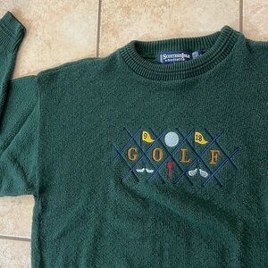 NWT VINTAGE Bernette Scottish Isle Forest Green Knit Pullover Sweater, Large